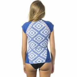 Rip Curl Womens Del Sol Short Sleeve Rash Vest -Surf Sales Shop 2017 Rip Curl Del Sol CS Rashguard Blue WLUKF4 Back.2000x2000