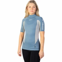 Gul Womens Recore Short Sleeve UV Rashguard 13 Gul Womens Recore Short Sleeve UV Rashguard -Surf Sales Shop 202320Gul20Womens20Recore20Short20Sleeve20Rashguard20Rg0330 B920Blue20Grey20front201.2000x2000