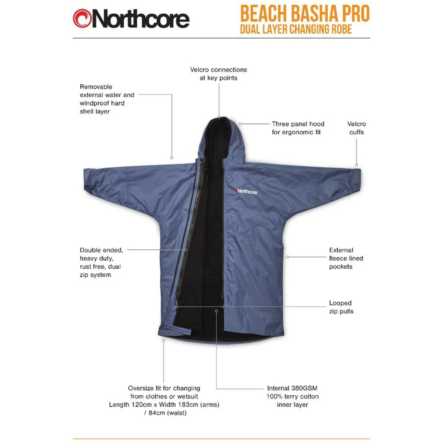 Northcore Beach Basha Pro 4 Season Changing Robe 7 Northcore Beach Basha Pro 4 Season Changing Robe - Image 5